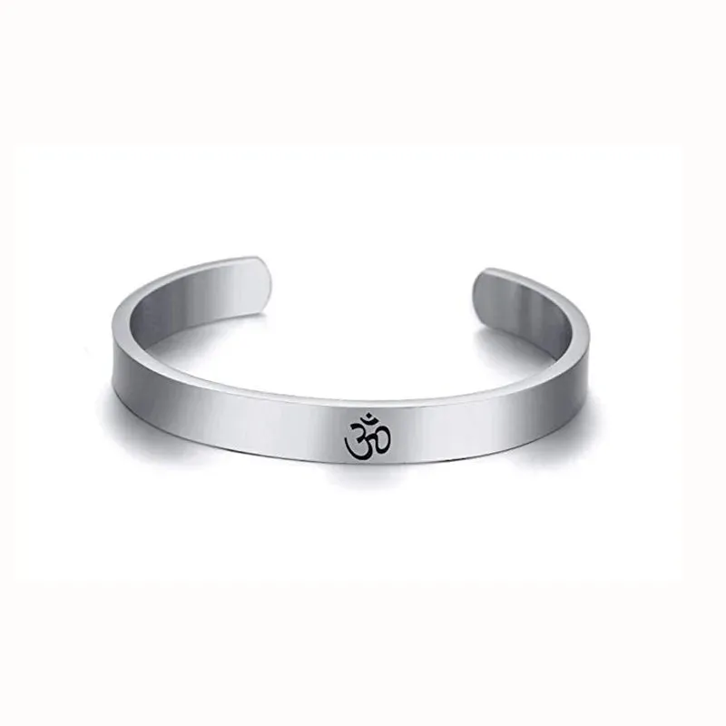 Men's OM Aum Hindu Cuff Bangles: Stainless Steel Bracelet