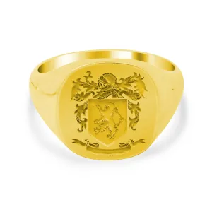 Men's Square Signet Ring - Medium - Laser Engraved Family Crest / Logo