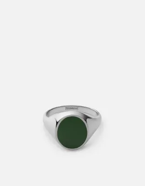 Miansai Heritage Green Enamel Sterling Silver Ring