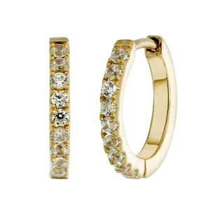 MINI HALO HOOPS - WHITE ZIRCON - GOLD PLATE - PAIR