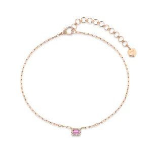 MINI ME DIAMOND & PINK SAPPHIRE HALO DROP NECKLACE