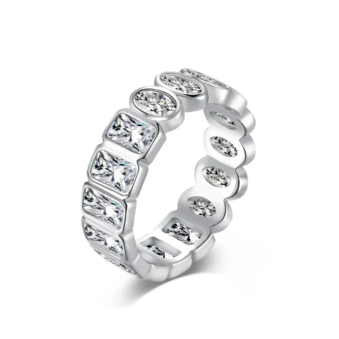 Mixed Cut Bezel Eternity Band