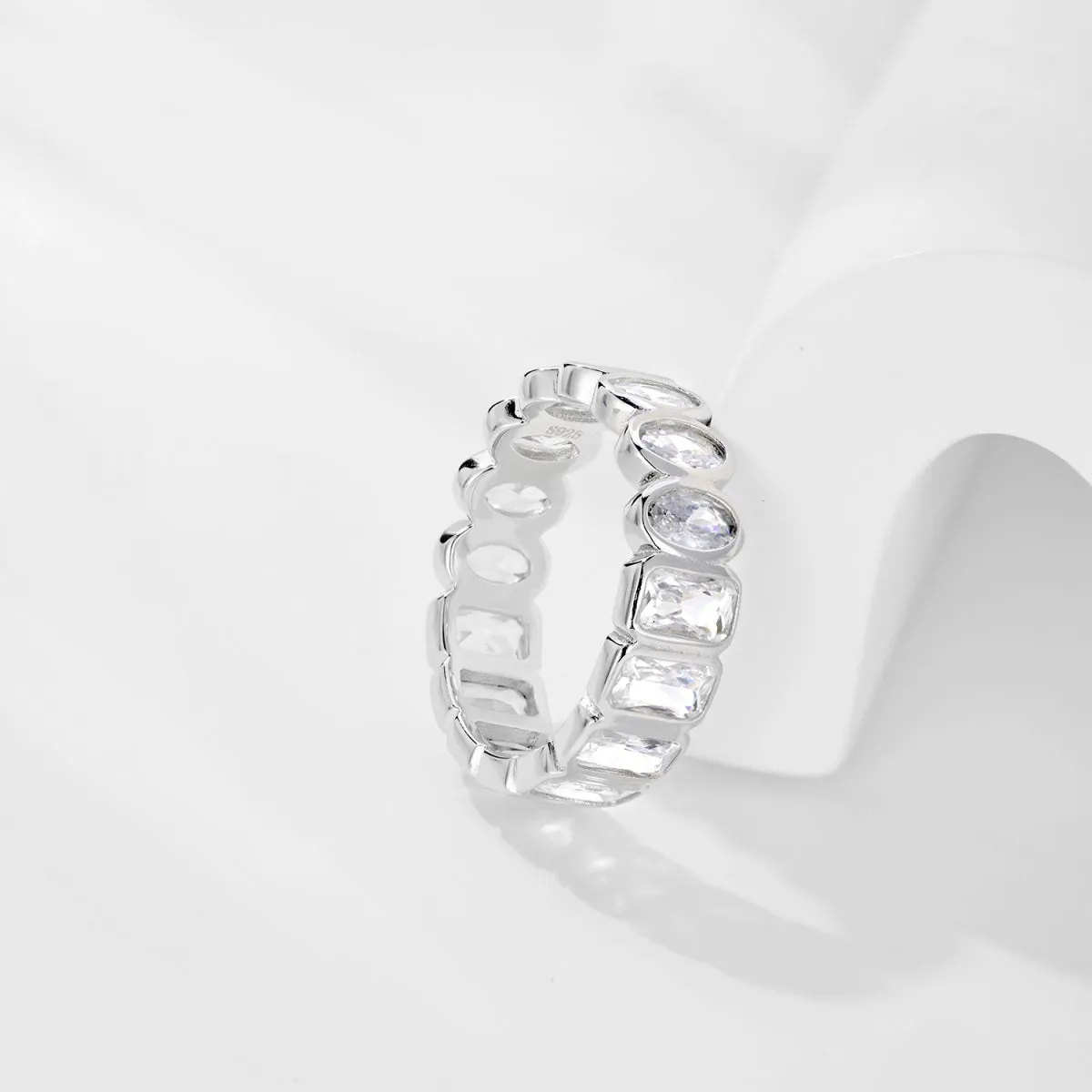 Mixed Cut Bezel Eternity Band