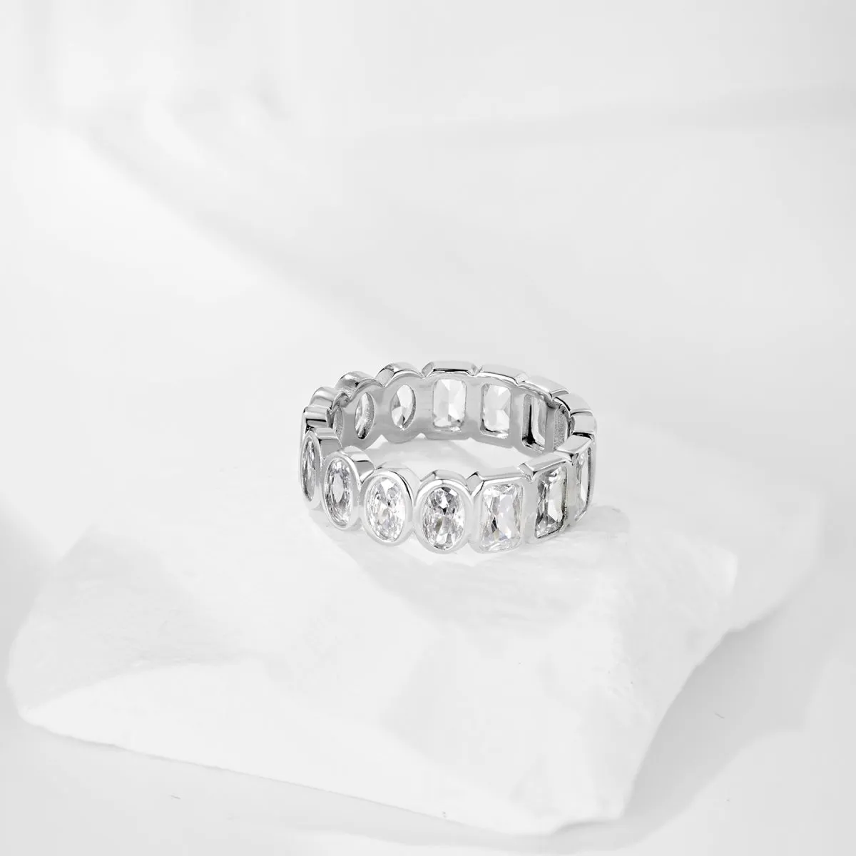 Mixed Cut Bezel Eternity Band