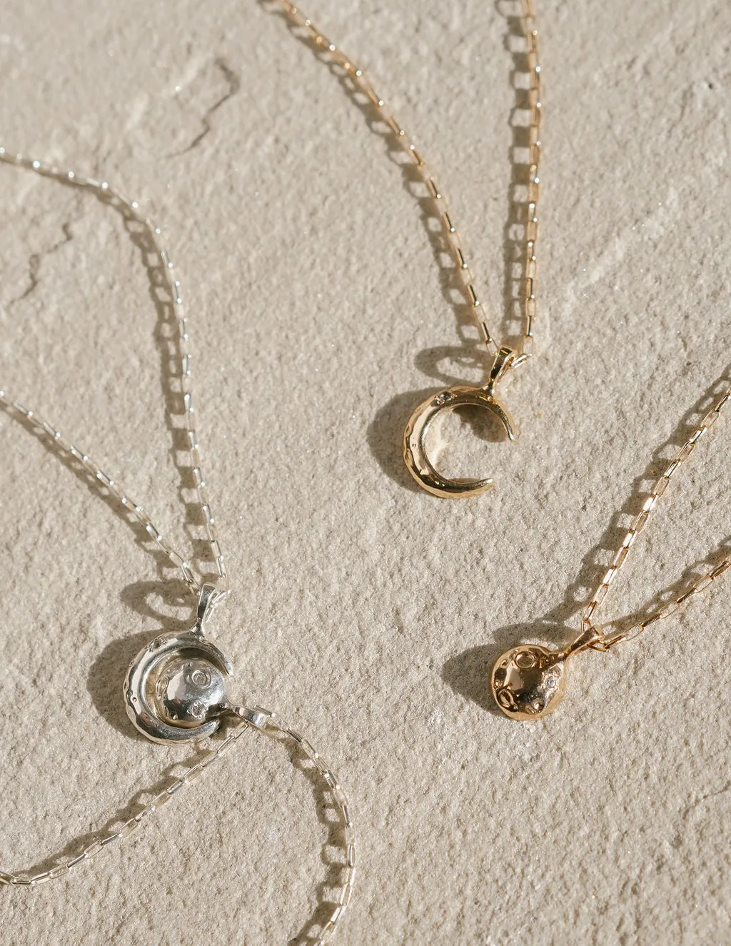 MOON PHASES FRIENDSHIP NECKLACE SET / 14K GOLD