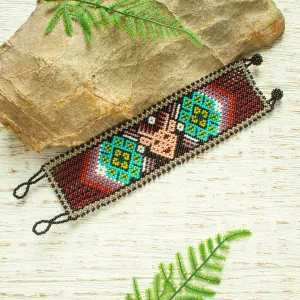 Multicolored Beaded Bracelet from Mexico - Deer Totem | NOVICA