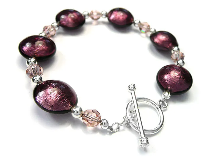 Murano Glass Bracelet - Burgundy