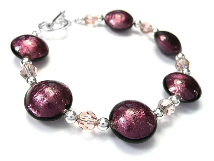 Murano Glass Bracelet - Burgundy