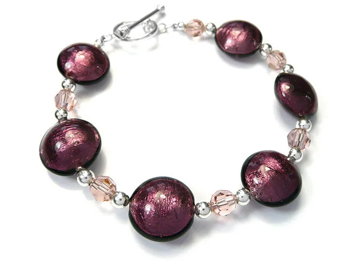 Murano Glass Bracelet - Burgundy