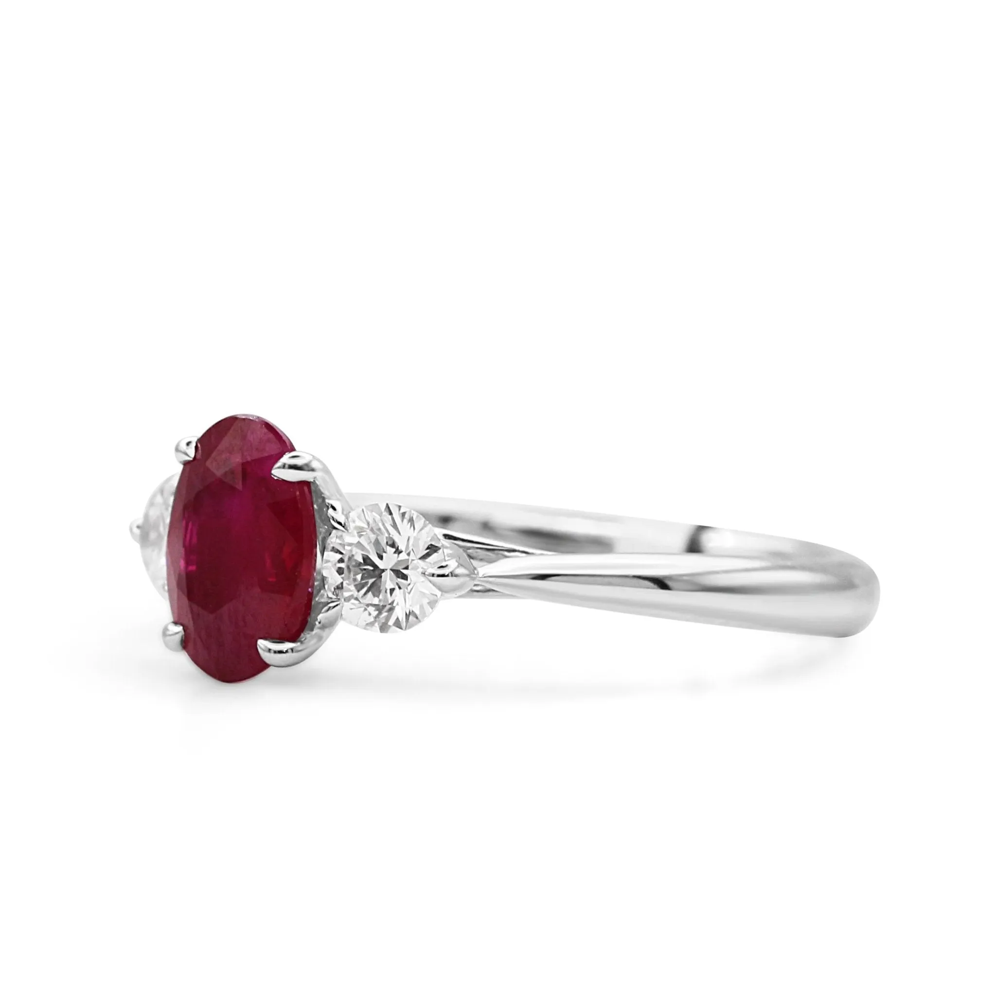 Oval Ruby & Diamond Ring - 18ct White Gold