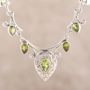 Peridot pendant necklace - Ivy Elegance | NOVICA