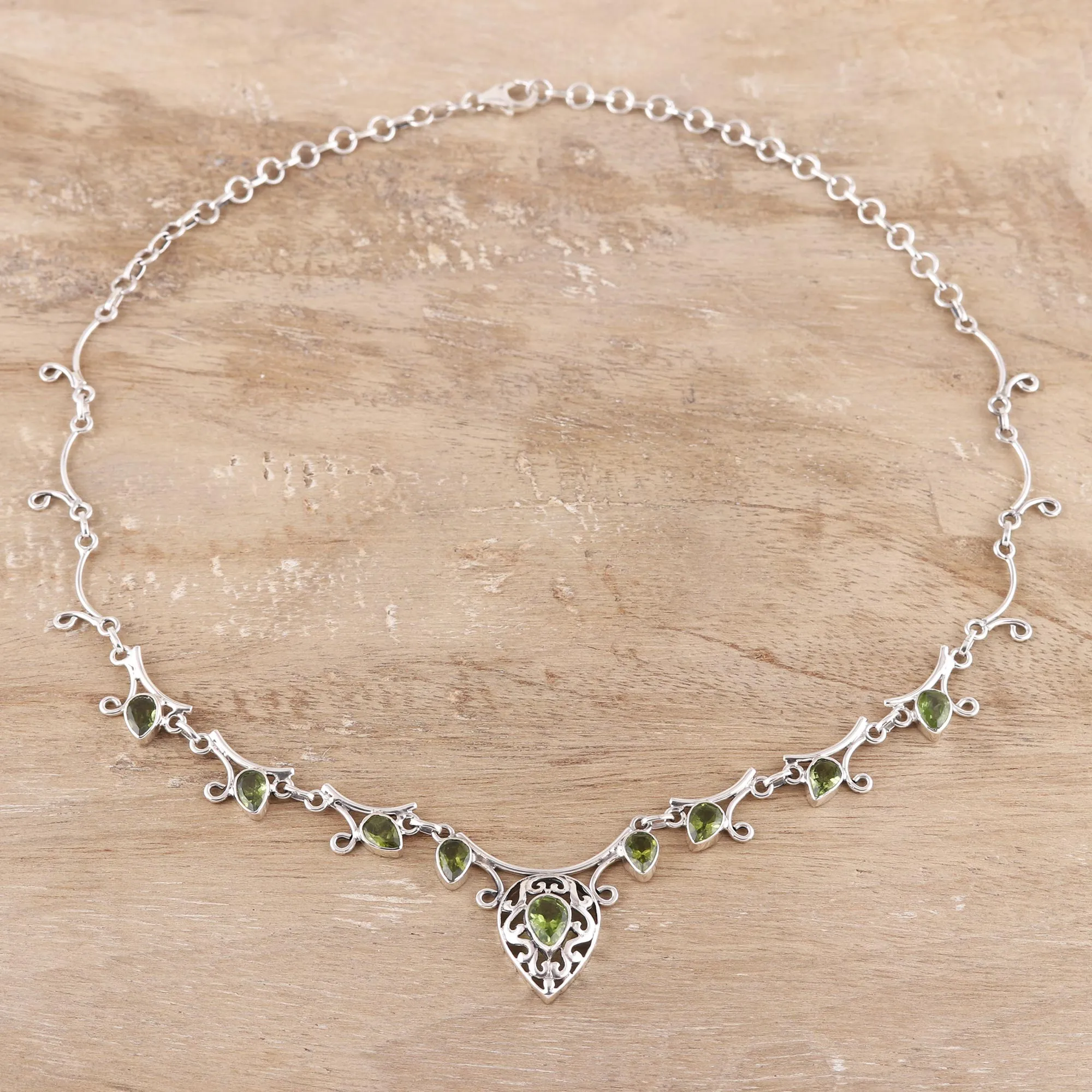 Peridot pendant necklace - Ivy Elegance | NOVICA