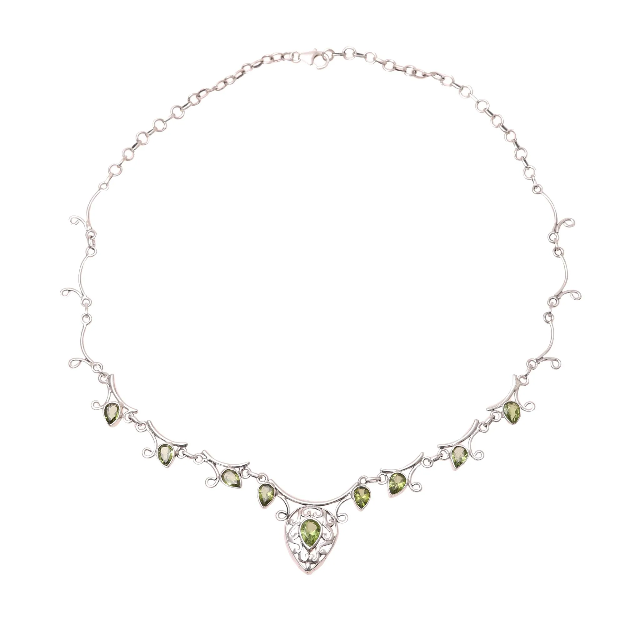 Peridot pendant necklace - Ivy Elegance | NOVICA