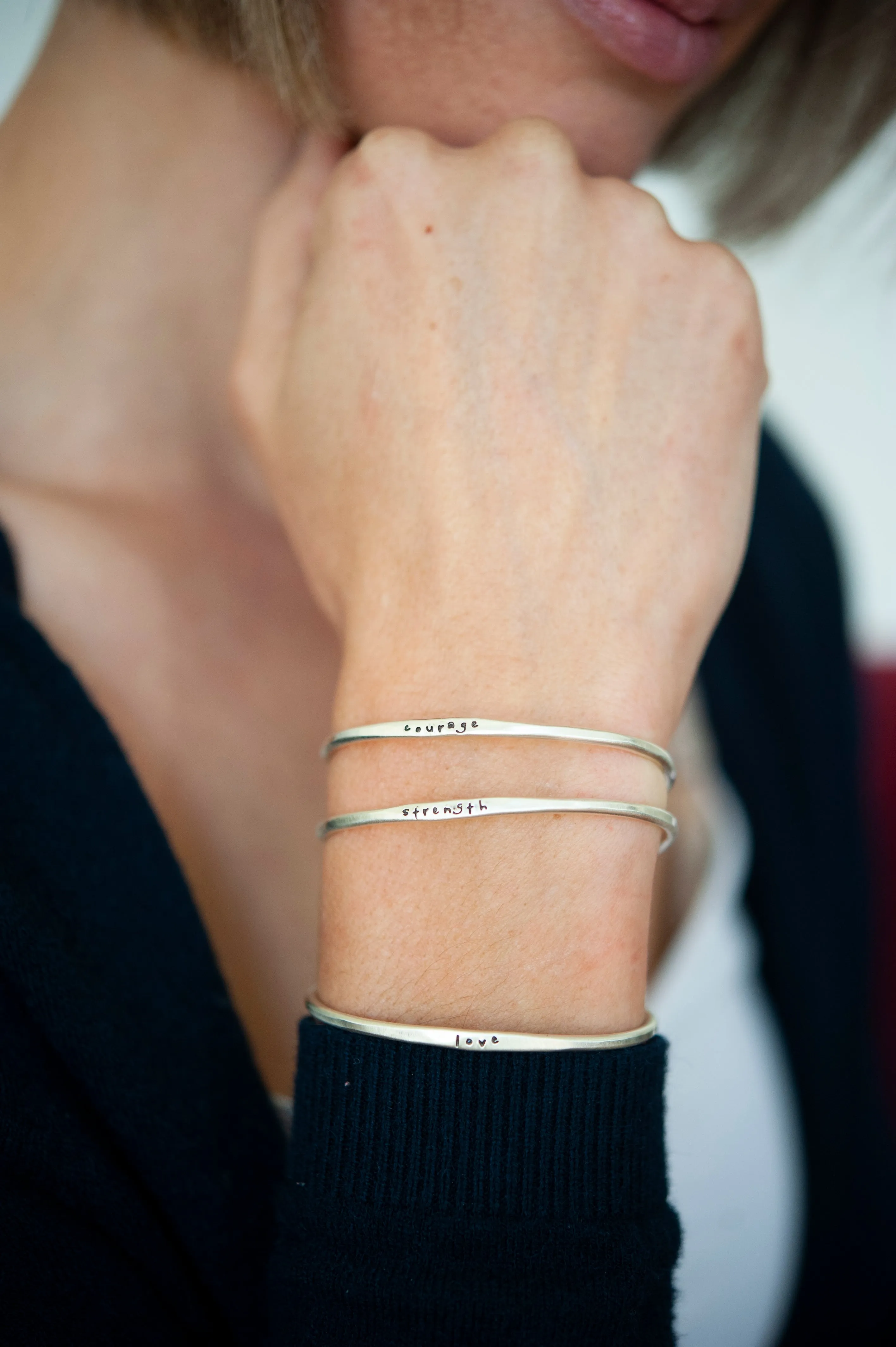 Personalized Sterling Silver Stacking Cuff Bracelet