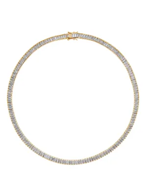 Petite Bessette, Lab White Sapphire Baguette Gold Rivière Necklace