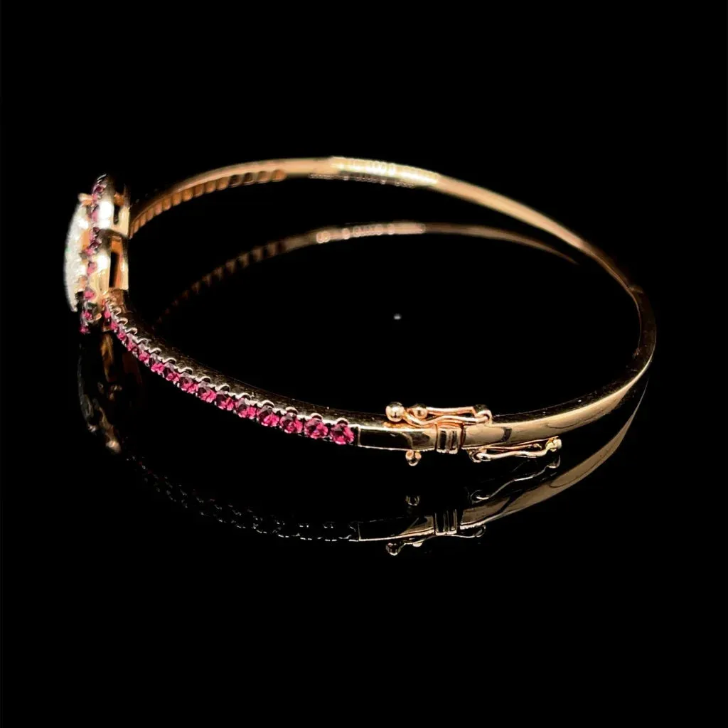 PREORDER | Heart Ruby Gemstones Diamond Bangle 14kt