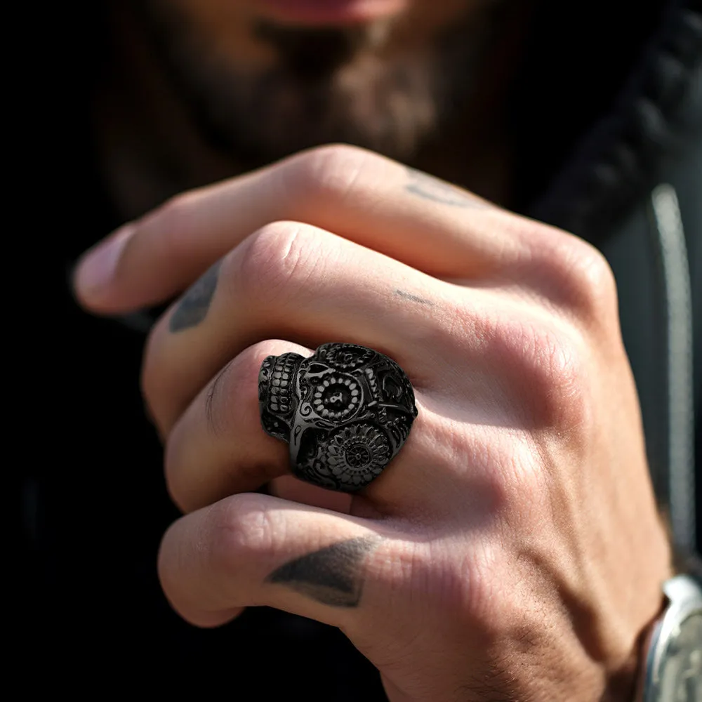 Punk Masonic Sugar Skull Ring for Men