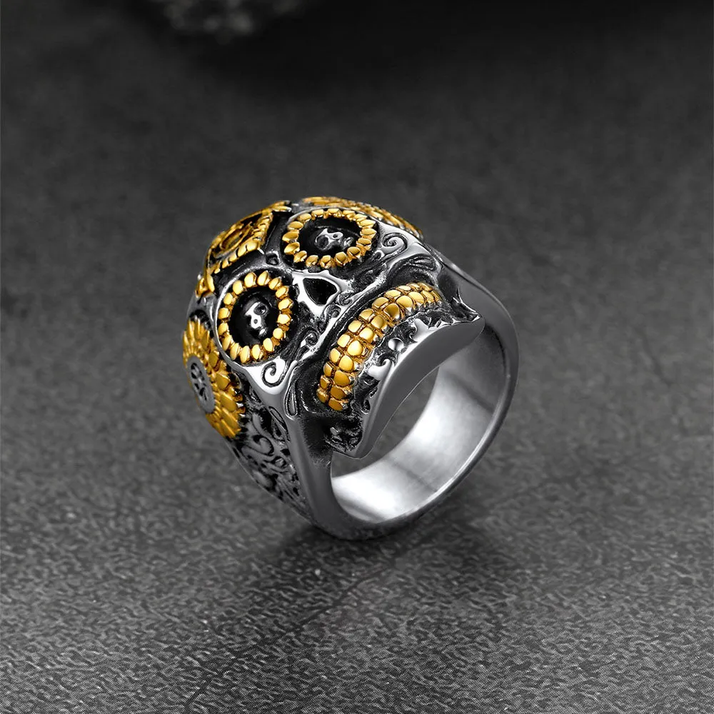 Punk Masonic Sugar Skull Ring for Men