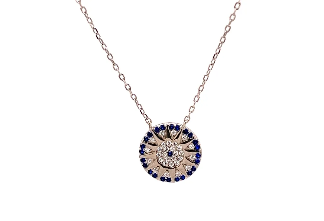 "RA" Evil Eye Sapphire CZ Necklace