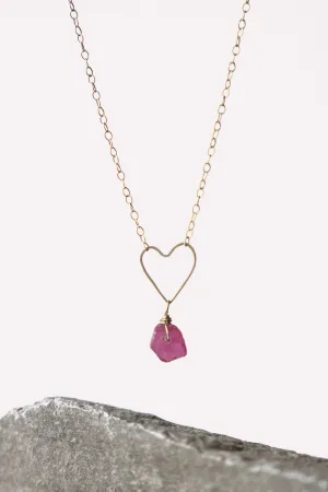 Raw Ruby Heart Necklace