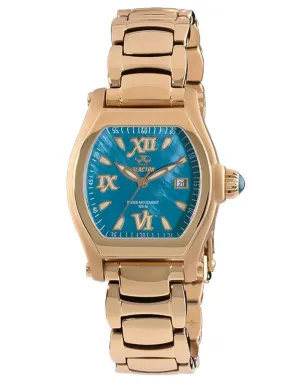 Reactor Ladies Manhattan Watch - Gold -Tone - Turquoise MOP Dial - Date - 100M