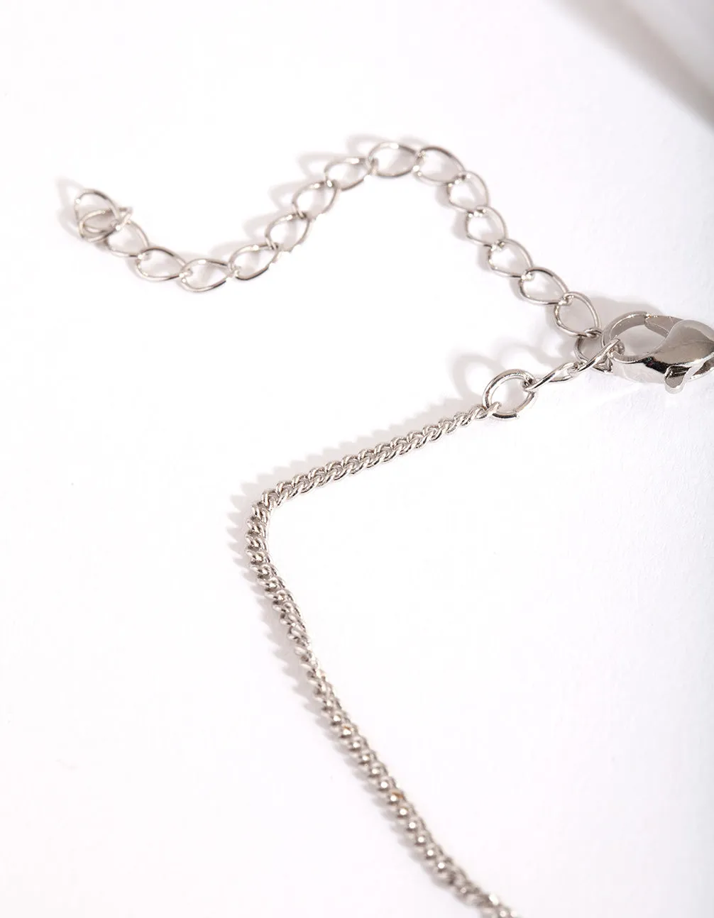 Rhodium Fine Curb Chain Bracelet