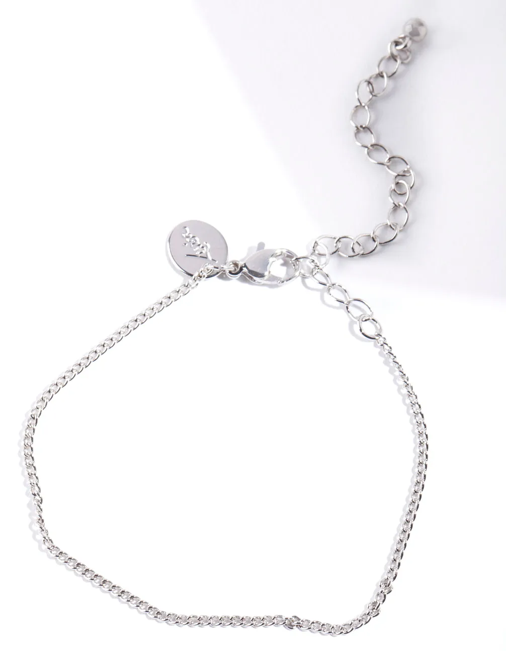 Rhodium Fine Curb Chain Bracelet