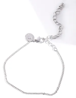 Rhodium Fine Curb Chain Bracelet