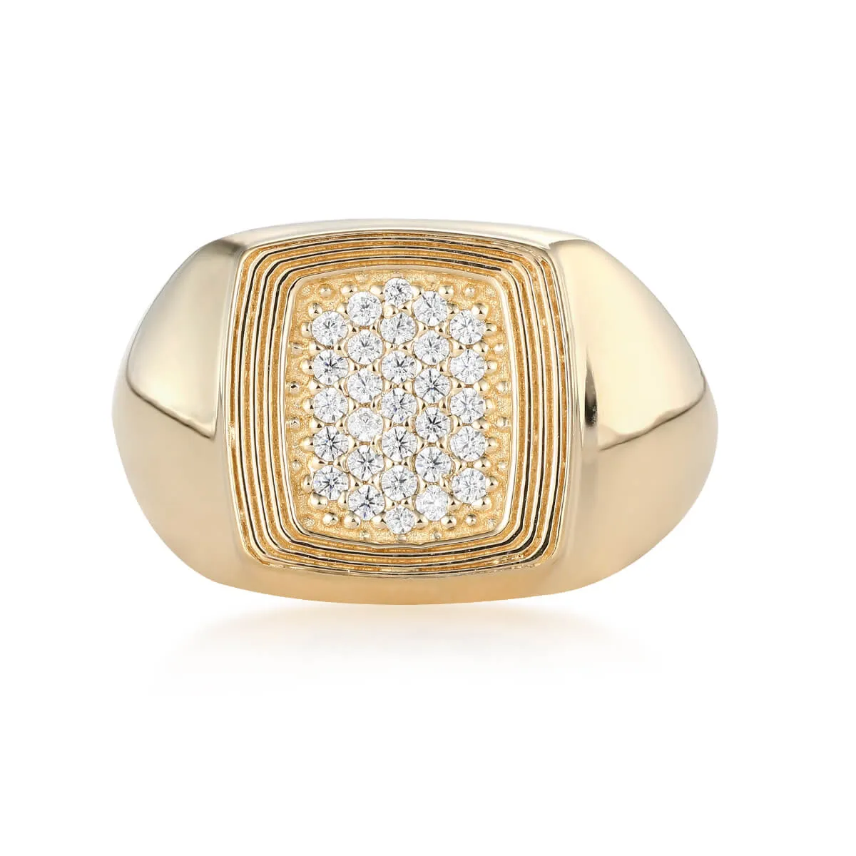 Ripple Pattern Diamond Signet Ring