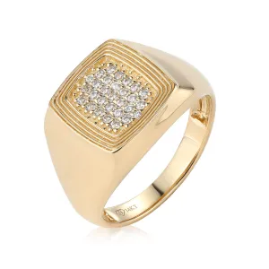 Ripple Pattern Diamond Signet Ring