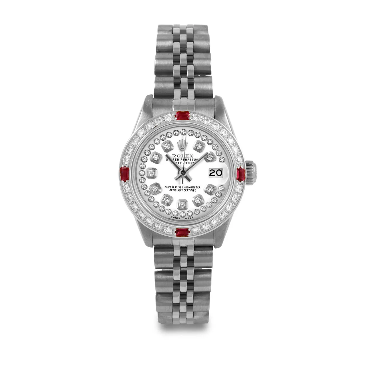 Rolex Datejust 26mm | 6917-SS-WHT-STRD-4RBY-JBL