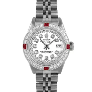 Rolex Datejust 26mm | 6917-SS-WHT-STRD-4RBY-JBL