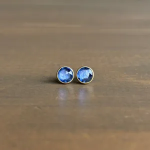 Round Blue Sapphire Stud Earrings