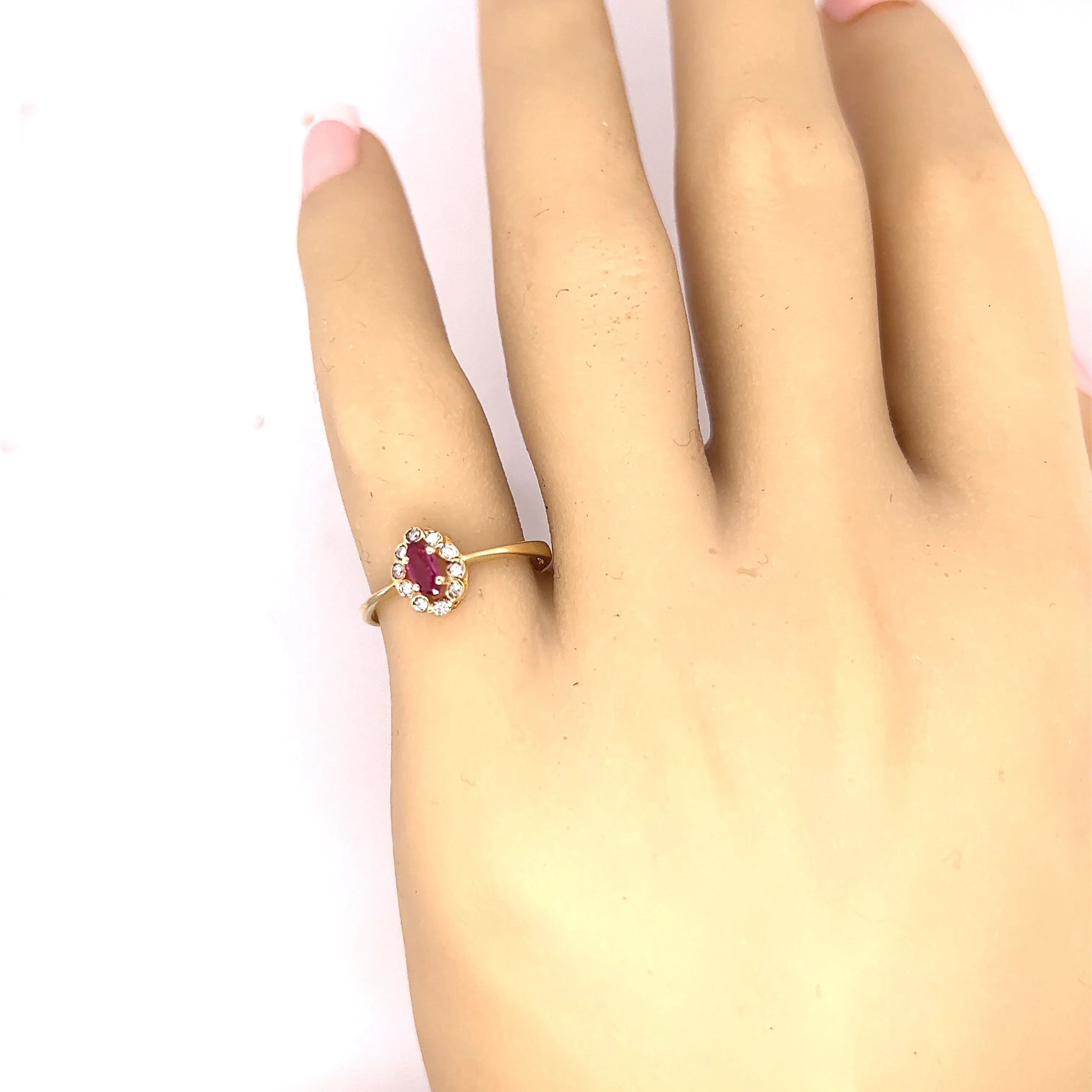 Ruby & Cubic Zirconia Yellow Gold Ring