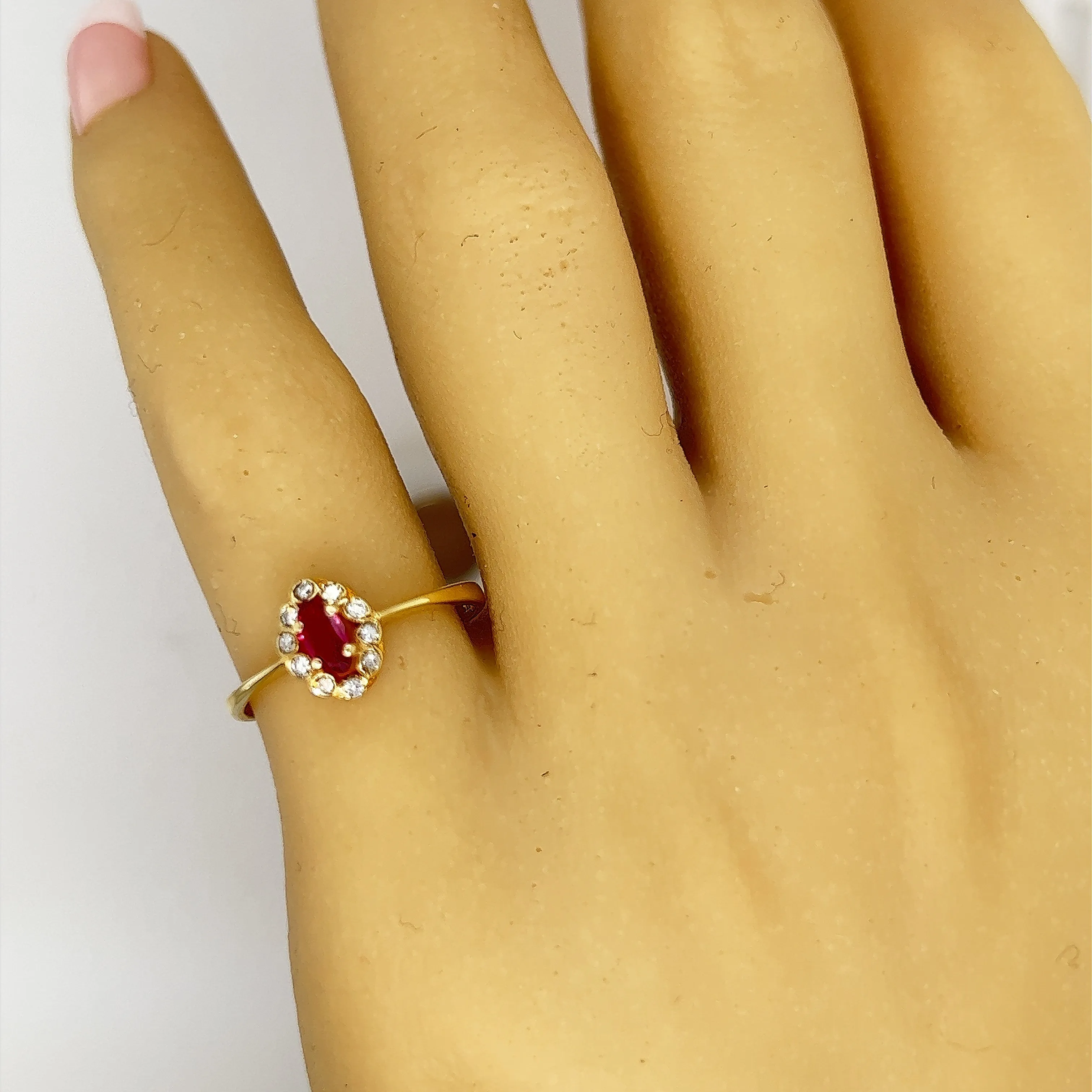 Ruby & Cubic Zirconia Yellow Gold Ring