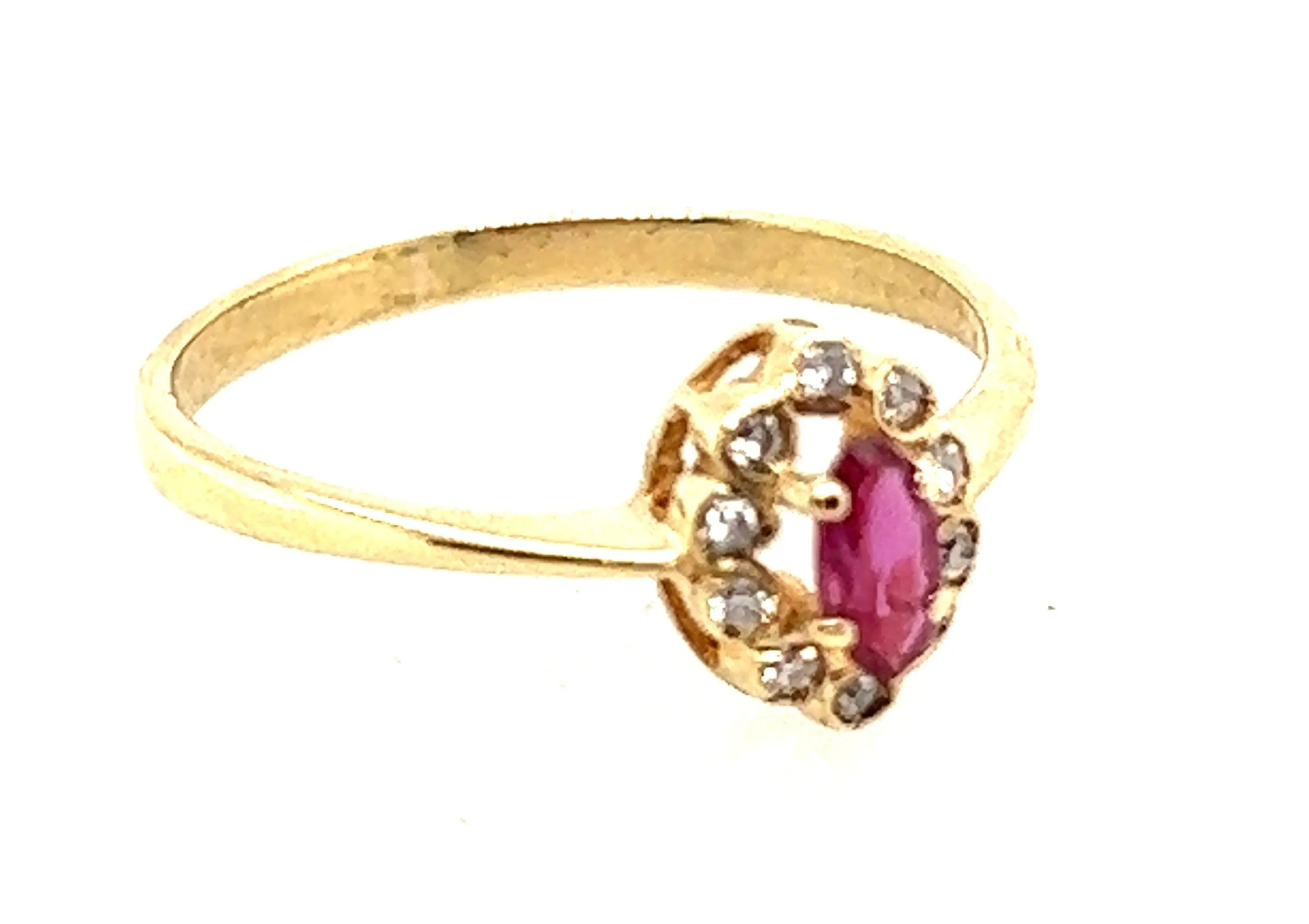 Ruby & Cubic Zirconia Yellow Gold Ring