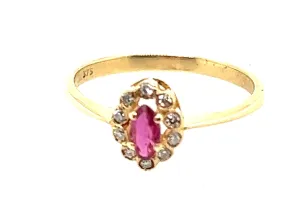 Ruby & Cubic Zirconia Yellow Gold Ring