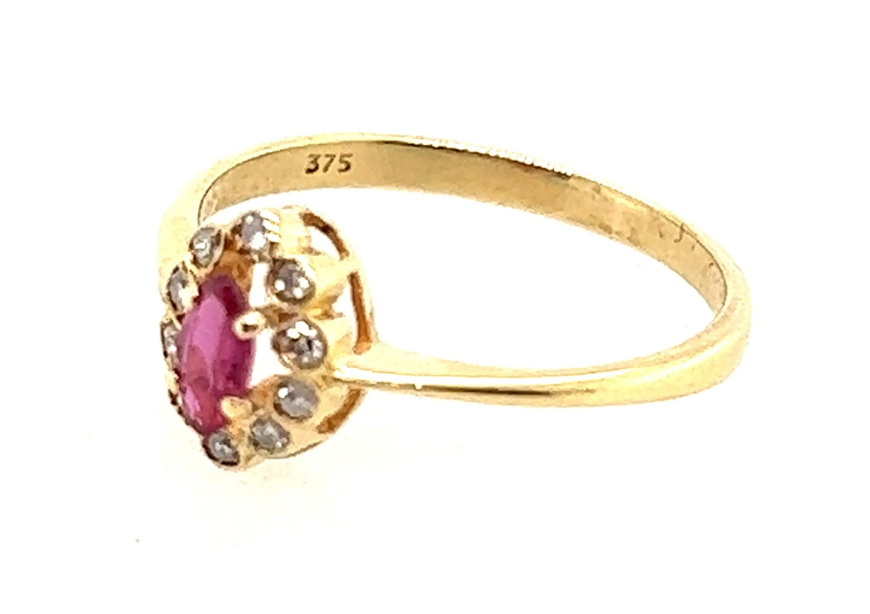 Ruby & Cubic Zirconia Yellow Gold Ring