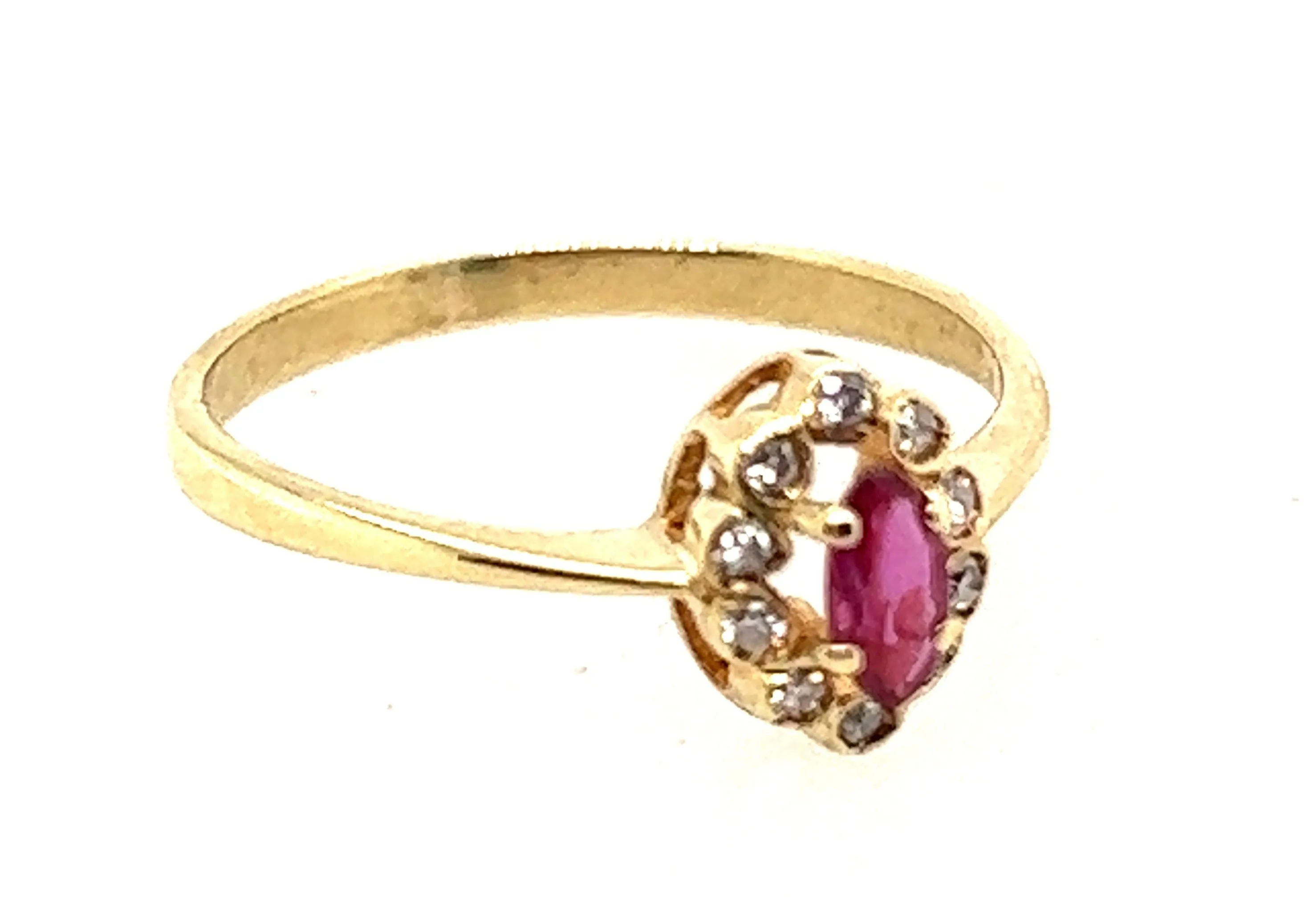 Ruby & Cubic Zirconia Yellow Gold Ring