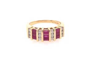 Ruby Baguette & Diamond Fashion Ring