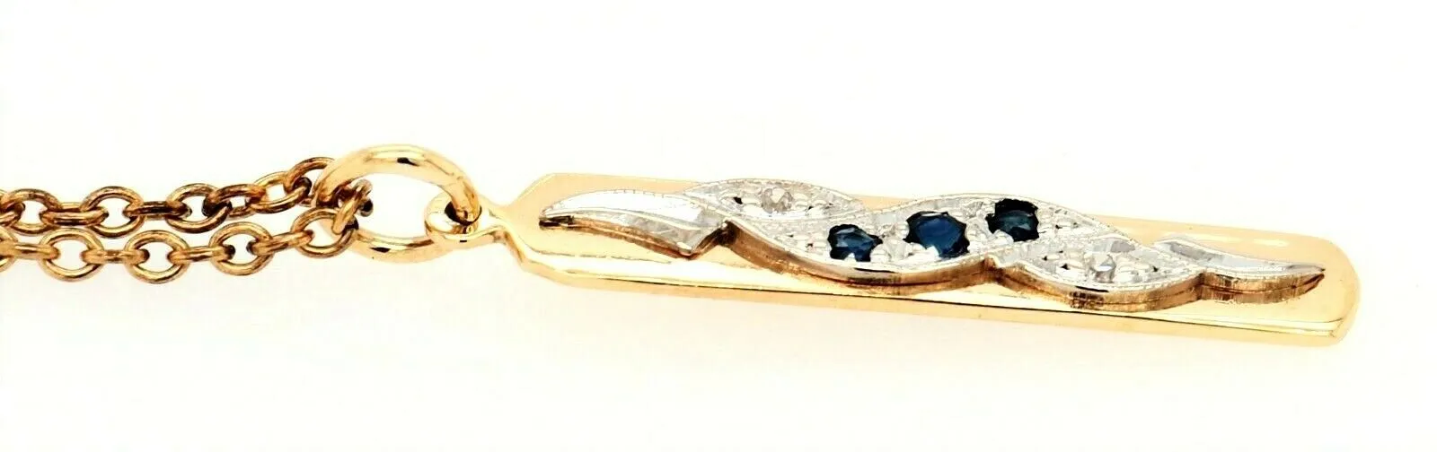 Sapphire & Diamond Pendant 9ct Yellow & White Gold Handmade Jewellery