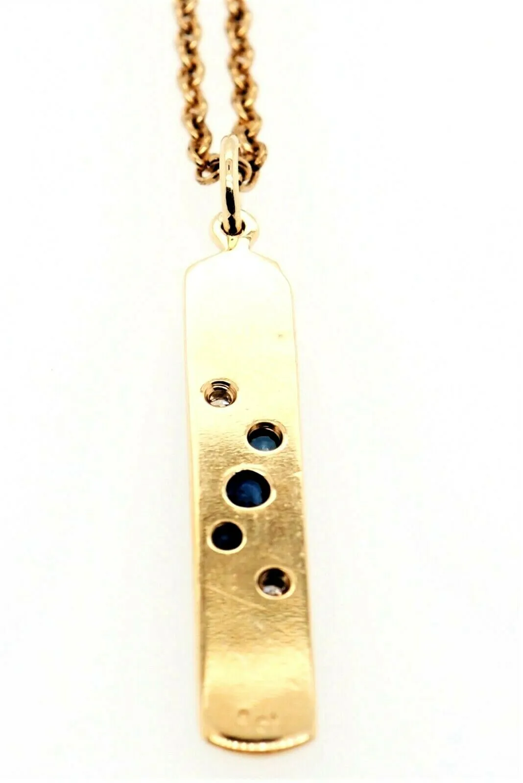 Sapphire & Diamond Pendant 9ct Yellow & White Gold Handmade Jewellery