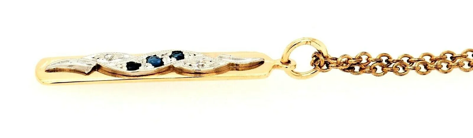 Sapphire & Diamond Pendant 9ct Yellow & White Gold Handmade Jewellery