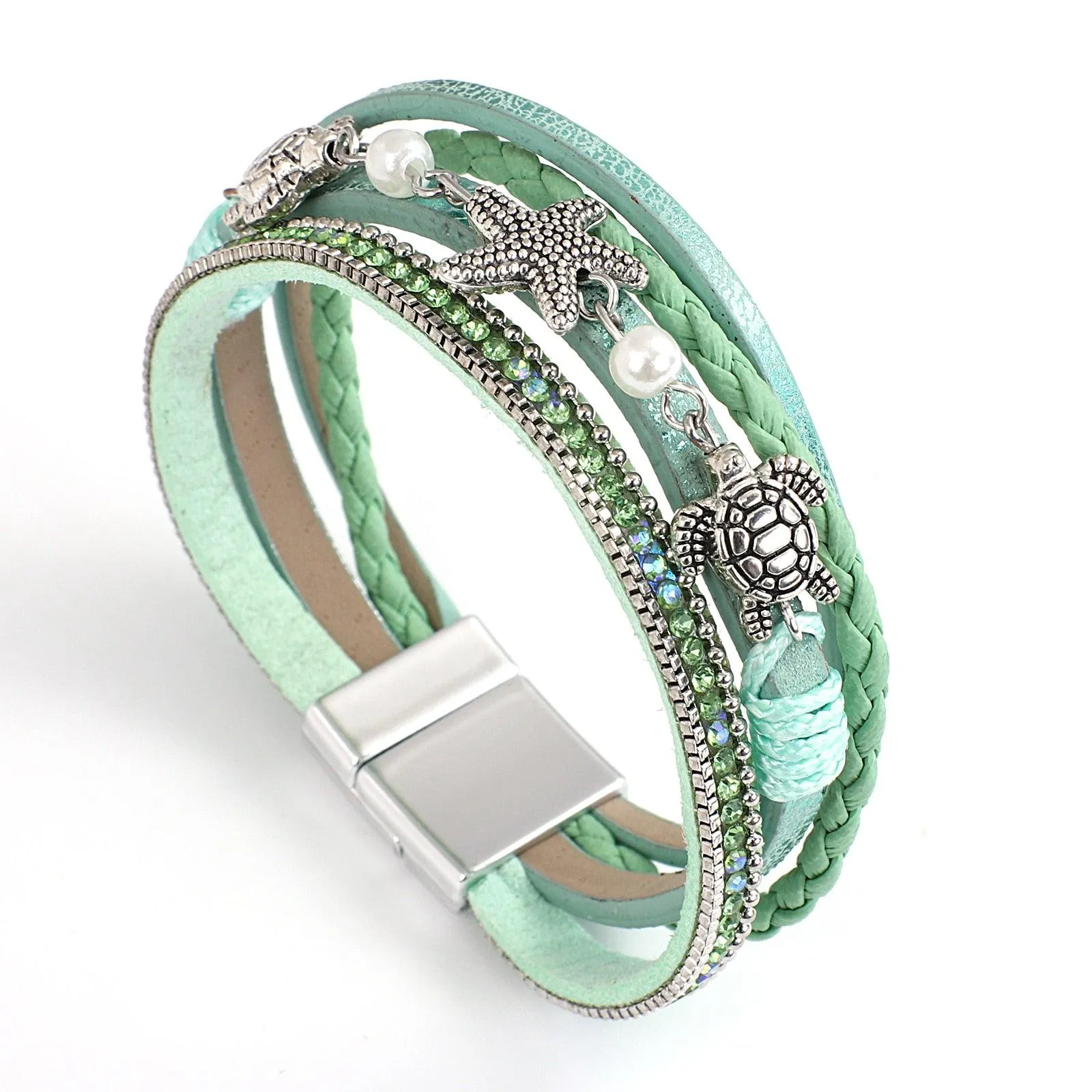 'Sea Life' Charm Cuff Bracelet - green