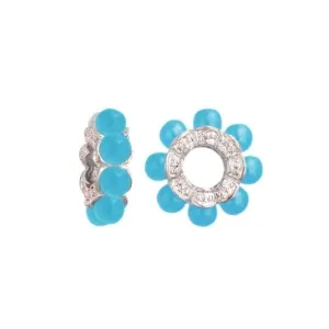 Silver & Turquoise Stones Wheel Charm S105TQ