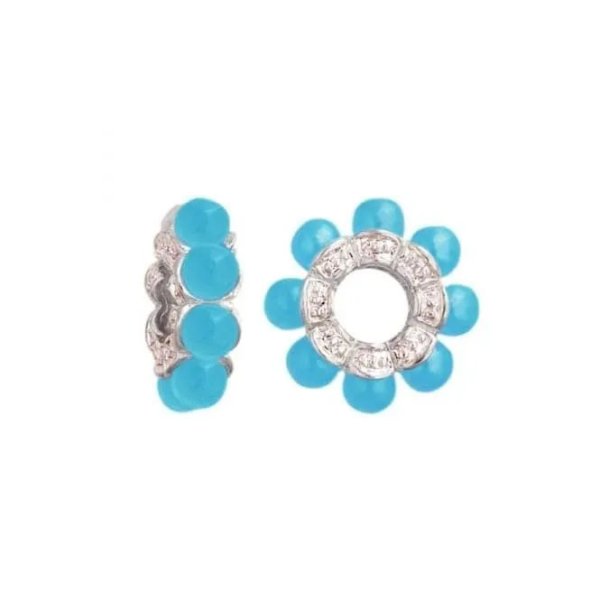 Silver & Turquoise Stones Wheel Charm S105TQ