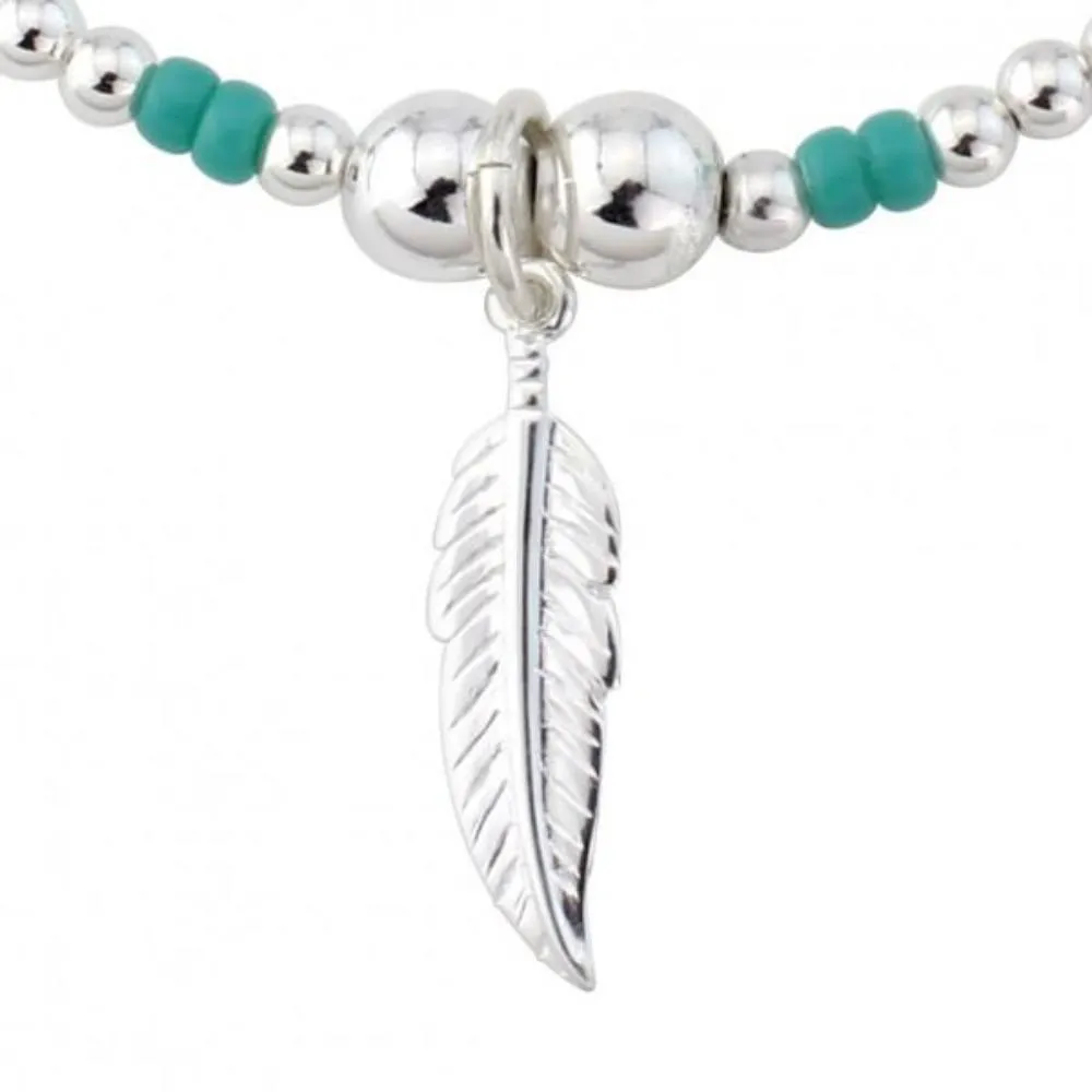 Silver and Turquoise tribal feather bracelet