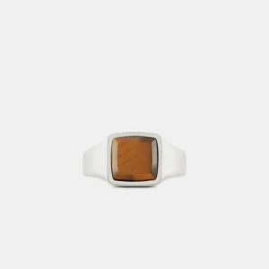 Silver Cushion Tigers Eye Ring