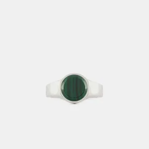 Silver Round Malachite Ring