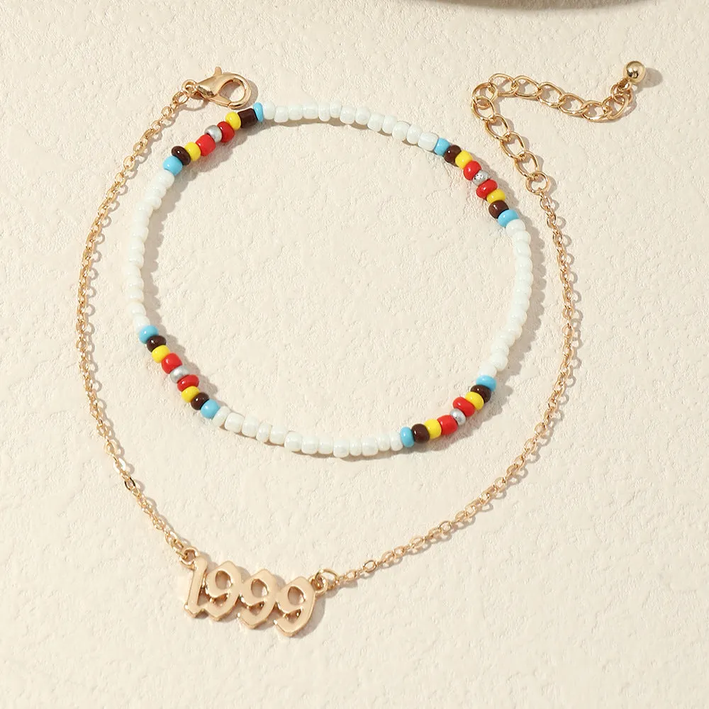 Simple Candy Color Rice Bead Anklet